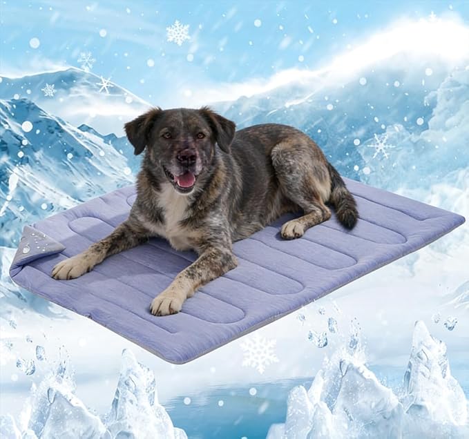 MARUNDA Dog Cooling Mat, No Need to Freeze Or Refrigerate This Cool Pet Pad Cat Mats- Keep Your Pet Cool, Machine Washable (Ocean Blue, 36" x 24" - Large-Crate)