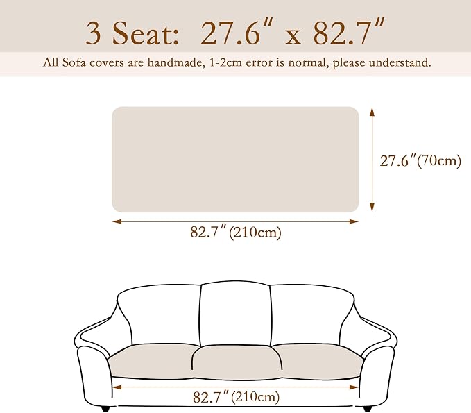MEETSKY Couch Cover for 3 Cushion Couch Sofa, Sofa Covers for Dogs Washable, Non-Slip Sofa Protector Pet Friendly Dog Mats for Couches Soft Furniture Covers, 27.6" x 82.7", Cream