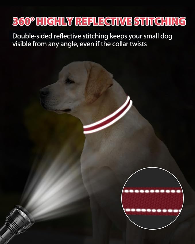 Joytale Extra Large Dog Collar, Wide Double-Sided Reflective Nylon Collar for Night Safety, Adjustable Quick-Release for Gentle Giants, Red, XL (1 1/4" Width)