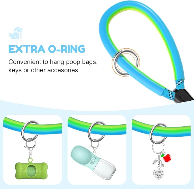 Dog Leash Heavy Duty 4/5/6ft XiaZ 2 Handles Dog Leashes for Medium Large Dogs 1/2 Inch 1000lb Strength Reflective PVC Waterproof-Handles Metal Hook Dual-Handle Rope Leash Nighttime Safety