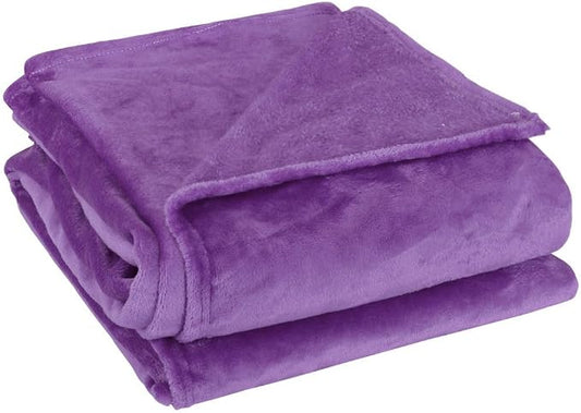 uxcell Flannel Fleece Blanket Full Size - Soft Lightweight Plush Microfiber Bed Blanket for Sofa or Couch, Machine Washable Blankets Fleeces, Dark Purple 70x78 Inch