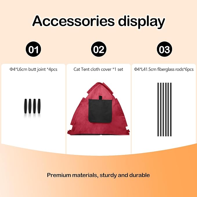Portable Pet Tent, Full-Enclosure Zippered Mesh, Indoor & Outdoor | Easy-flex poles, tool-free. Tear-resistant. Anti-tip. 5+ colors. For cats, small dogs. 60x60x45cm, 390g