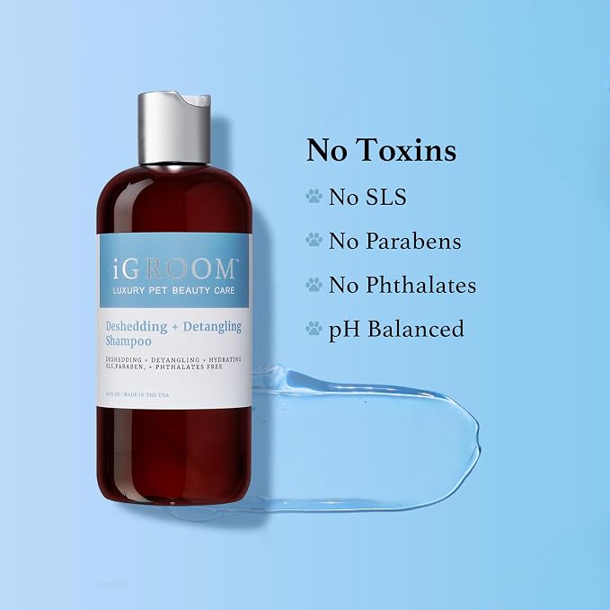iGroom Deshedding & Detangling Dog Shampoo, Luxury Pet Beauty Care, Loosen Tangles + Unwanted Undercoat, Adds Shine + Volume, Made in USA (1 GAL)