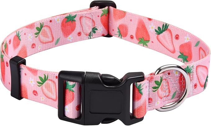 Mihqy Dog Collar with Bohemia Floral Tribal Geometric Patterns - Soft Ethnic Style Collar Adjustable for Small Medium Large Dogs(Strawberry,XS)