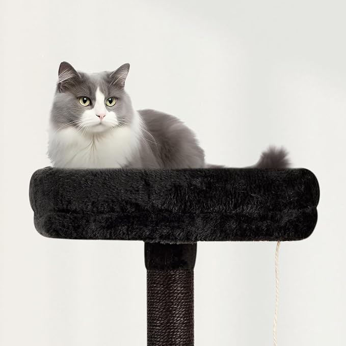 Gothic Cut Cat Tree with Coffin Bed for Indoor Cats Cat Tower with Scratching Post Modern Activity House for Large Cats Condo with Board Kittens Cave Hammock Hanging Ball RED Black