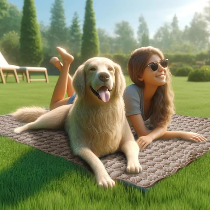 Dog Cooling Mat for Dogs, 59 x 40 Inch Washable Pet Pad, Soft Breathable Dog Bed Mat for Large Dogs, Lightweight Summer Blanket for Crate, Sofa, Floor, Car Seat, Indoor and Travel Use, Brown