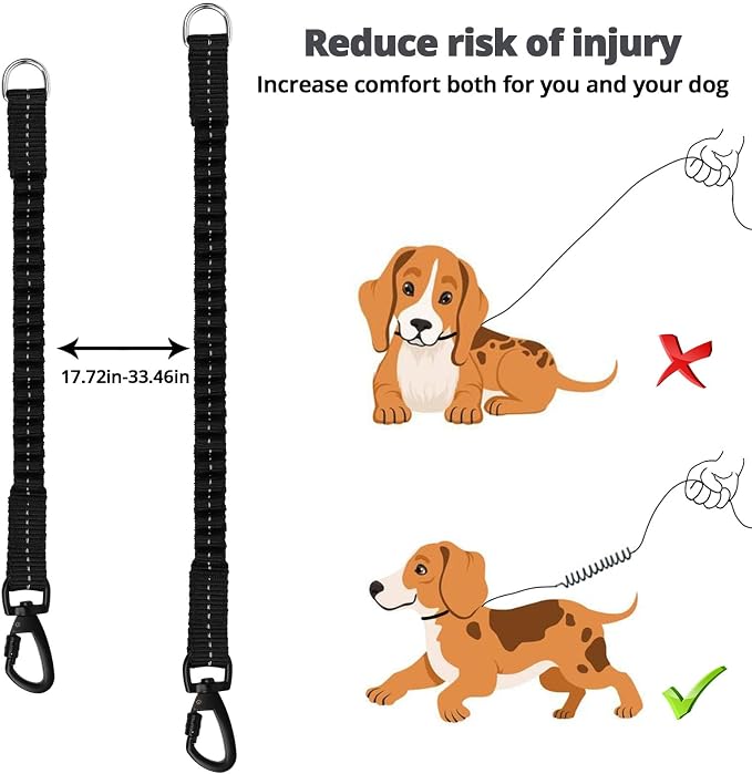 jenico Long Dog Leash 50FT: Heavy Duty Rope Leashes for Dogs Training with Swivel Lockable Hook Reflective Threads Bungee and Padded Handle - Dog Lead for Large Small Medium Dogs Outside Walking