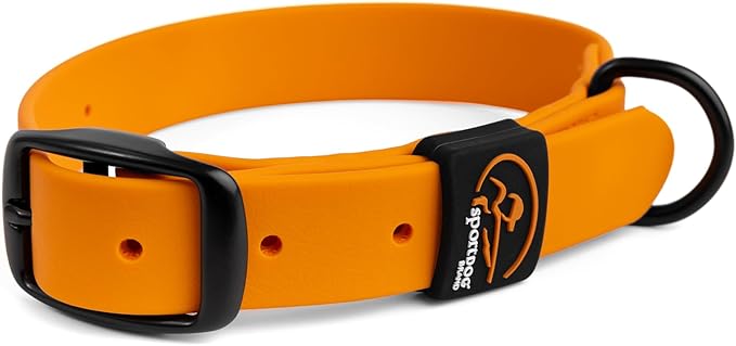 SportDOG Rugged Utility Collar – Waterproof and Stink-Proof – Premium Soft-Touch Material – Stress-Tested, Durable Hardware – Silicon Strap Keeper – Orange – Medium