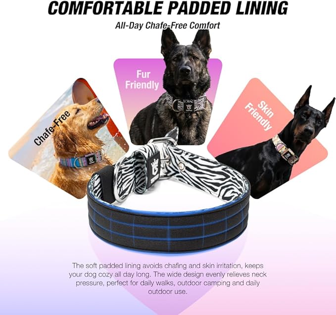 TSPRO Tactical Heavy Duty Dog Collar 1.5 Inch Wide & Thick, Durable Metal Buckle, Adjustable for Medium to Large Dogs, Strong & Comfortable for Daily Use (Edgy Graffiti Print, M)