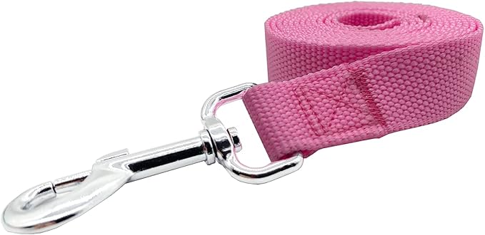 Nylon Dog Training Leash, Traction Rope, 4Ft /5 Foot /6 Feet Long, 5/8 inch 3/4 Inch 1 Inch Wide, for Small and Medium Dogs (Pink, 1'' x 15 FT)