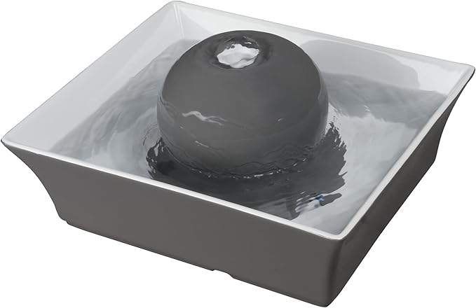 PetSafe Drinkwell Ceramic Pet Water Fountain - Quiet Automatic 70oz Dispenser for Cats & Dogs with Filters - Dishwasher Safe Square Design