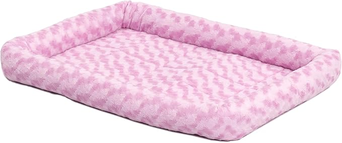 MidWest Homes for Pets QuietTime Fashion Dog Bed - Pink Faux Fur Bolster, Ultra-Soft and Machine Washable, Fits 24-Inch Crates and Carriers, for Small Breed Dogs