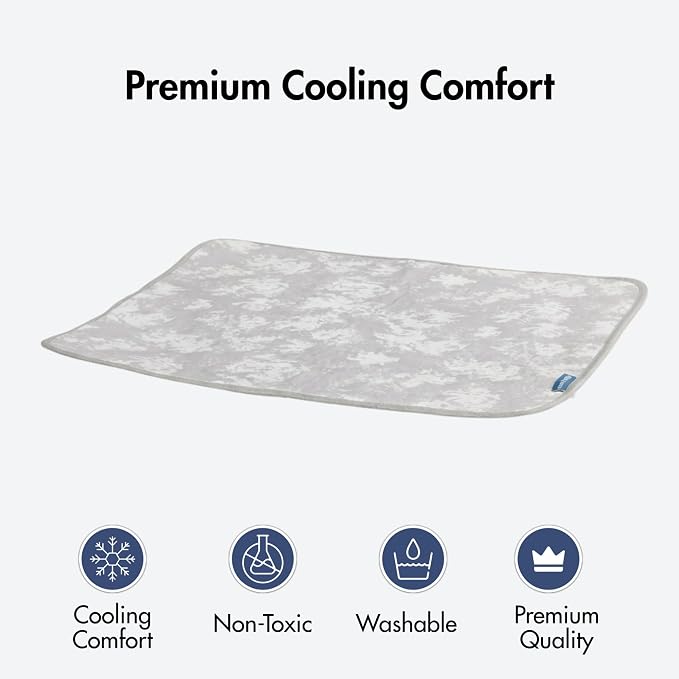 Spark Paws Cooling Mat for Dogs - Self Cooling Dog Mat & Pet Cooling Pad for Large, Medium & Small Dogs - Non-Toxic, Non-Gel Washable Cooling Bed - Cloud Grey - Size L