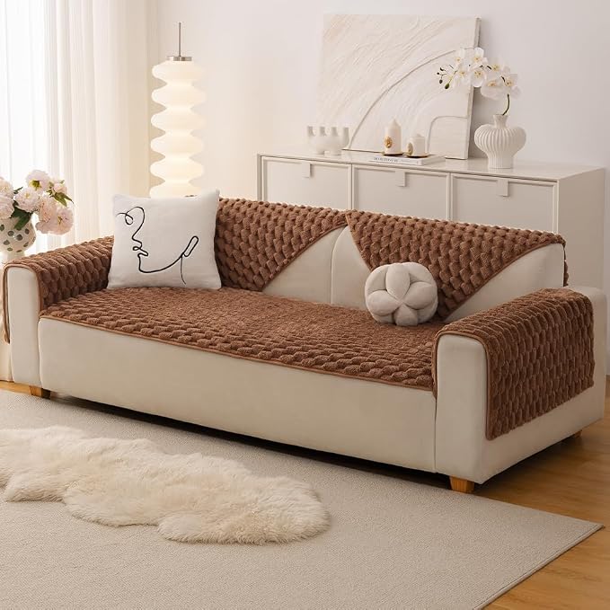 Awjcsv Couch Cover for Dogs Washable, Waterproof Couch Covers for 3 Cushion Couch Sofa Pet Friendly, Soft and Anti Slip (Coffee, 1pc/28"x 83")