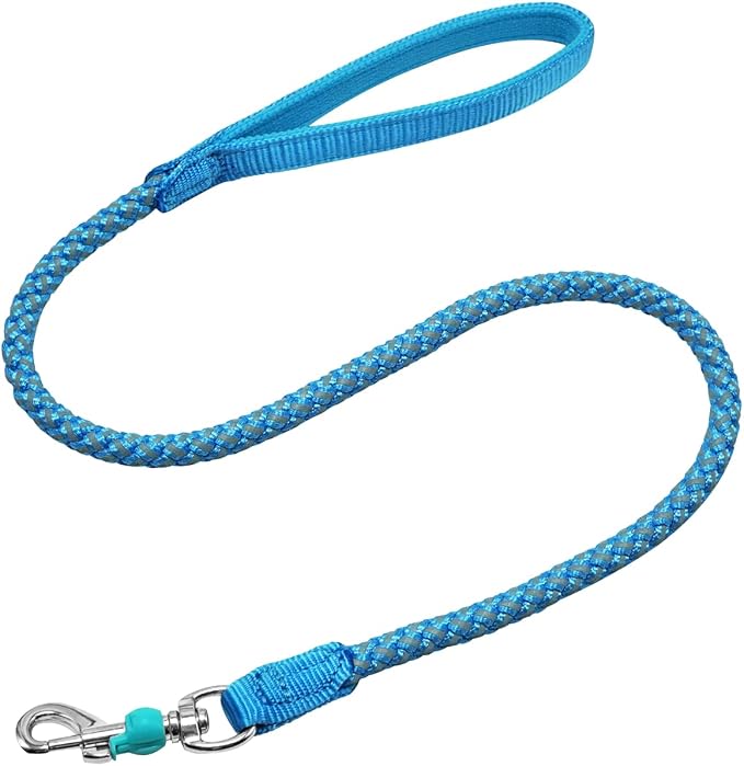 2/3/4/6/10 Foot Reflective Dog Leash Strong Nylon Rope Braided Heavy Duty for Large and Medium Small Dogs Walking Training Leads (Sky Blue, 3ft * 1/2")