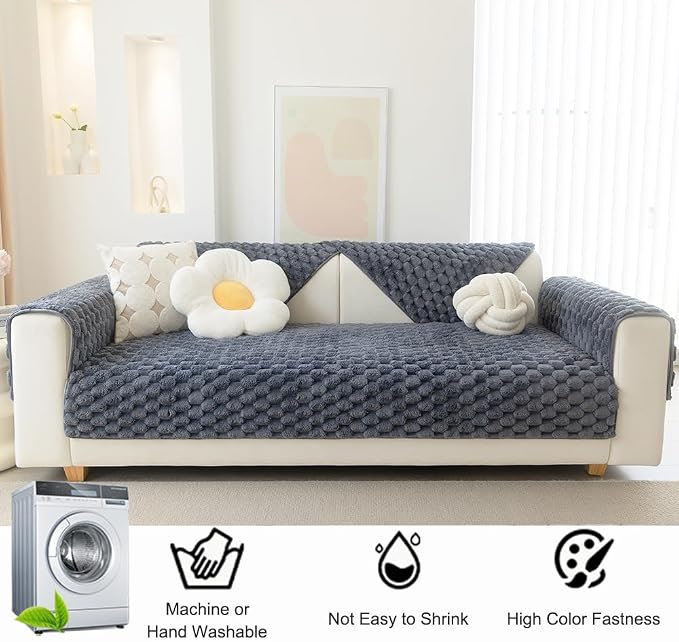 Awjcsv Couch Cover for Dogs Washable, Waterproof Couch Covers for 3 Cushion Couch Sofa Pet Friendly, Soft and Anti Slip (Gray, 1pc/36"x 71")