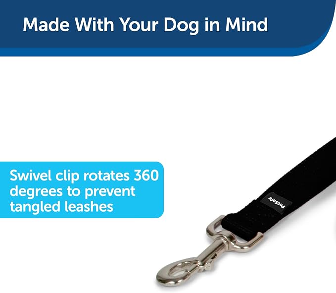 PetSafe Nylon Dog Leash Strong, Durable, Traditional Style Lead with Easy to Use Bolt Snap for Small, Medium and Large Dogs 1" x 6', Black