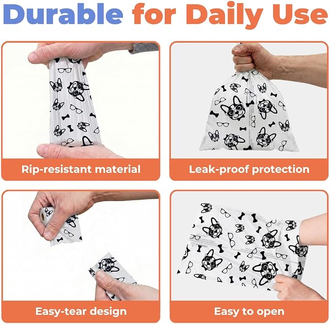 Best Pet Supplies Dog Poop Bags for Waste Refuse Cleanup, Doggy Roll Replacements for Outdoor Puppy Walking and Travel, Leak Proof and Tear Resistant, Thick Plastic - White, 150 Bags