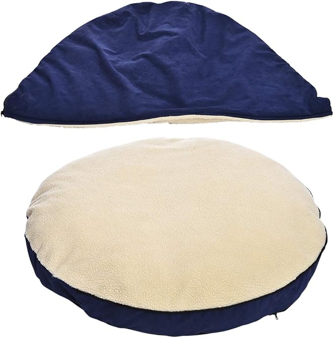 AmazonBasics Pet Cave Bed for Dogs and Cats, with Removable Nesting Cave Cover, Fits up to 30lbs Pets, 35 x 35 x 13 inches, Blue