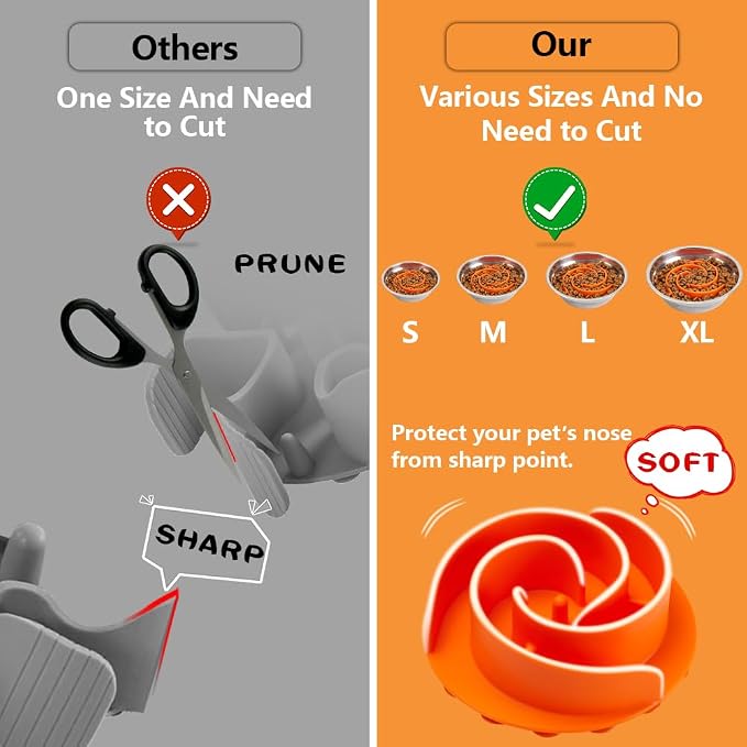 Slow Feeder Dog Bowls Insert, Animire Soft Silicone Slow Eating Dog Food Bowl for Small, Medium and Large Dogs, Compatible with Regular and Elevated Bowls