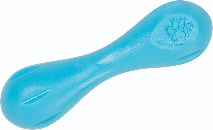 WEST PAW Zogoflex Hurley Dog Bone Chew Toy – Floatable Pet Toys for Aggressive Chewers, Catch, Fetch – Bright-Colored Bones for Dogs – Recyclable, Dishwasher-Safe, Non-Toxic, Small, Aqua