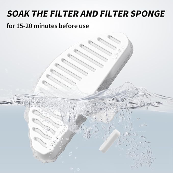 uahpet Official Water Fountain Filters Upgraded 6 Filters & 12 Sponges for 67oz/2L Automatic Pet Fountain