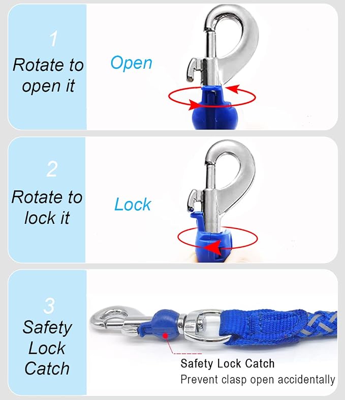 2/3/4/6/10 Foot Reflective Dog Leash Heavy Duty Strong Nylon Rope Braided for Large Medium Small Dogs Walking Training Leads (Blue, 6ft * 1/2")
