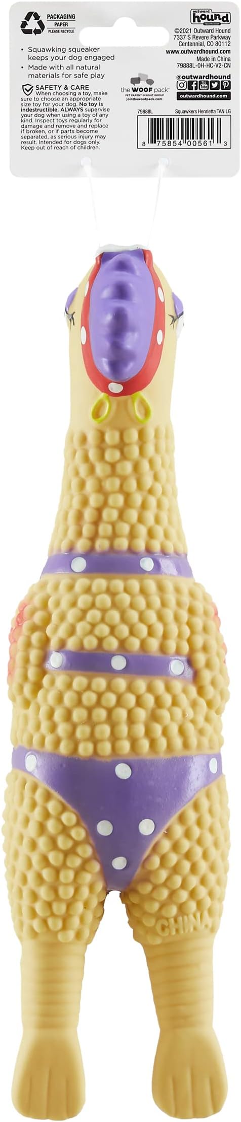 Outward Hound by Charming Pet Squawkers Henrietta Latex Squeaky Rubber Chicken Dog Toy, Funny Interactive Holiday Toy for Dogs, Small Size