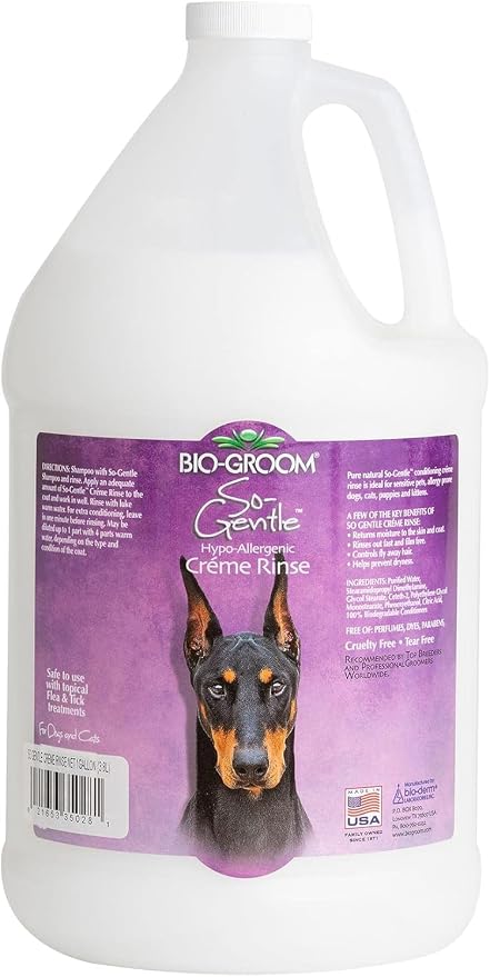 Bio-Groom So-Gentle Hypoallergenic Dog Conditioner - Tearless, Dog & Cat Bathing Supplies, Puppy Wash for Gentle Skin, Cruelty-Free, Made in USA, Tear-Free Products - 1 Gallon