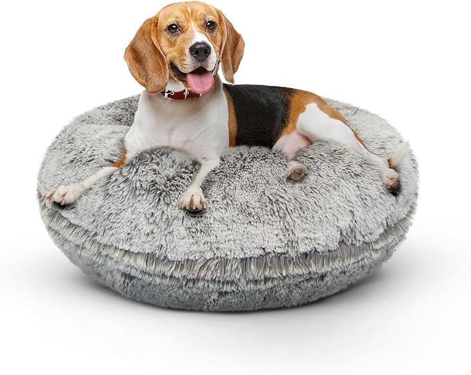 Bessie + Barnie Bagel Bed for Dogs and Cats – Round Pet Bed with 360-Degree Zipper, Waterproof Liner, Machine Washable Cover, Eco-Friendly Polyfill – Plush Donut Puppy Bed for Dogs