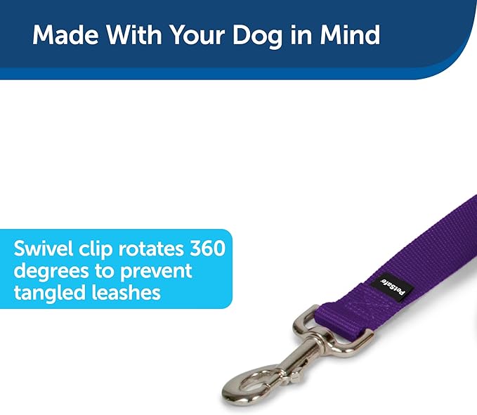 PetSafe Nylon Dog Leash - Strong, Durable, Traditional Style Leash with Easy to Use Bolt Snap - 1 in. x 6 ft., Deep Purple