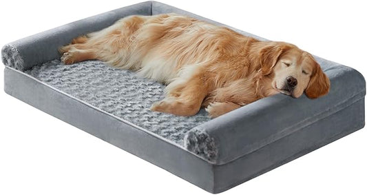 BFPETHOME Orthopedic Washable Dog Beds Large Sized Senior Dog for Comfy Sleeping with Removable Cover, Waterproof Big Soft Pet Couch Bed for Dogs Rerlax
