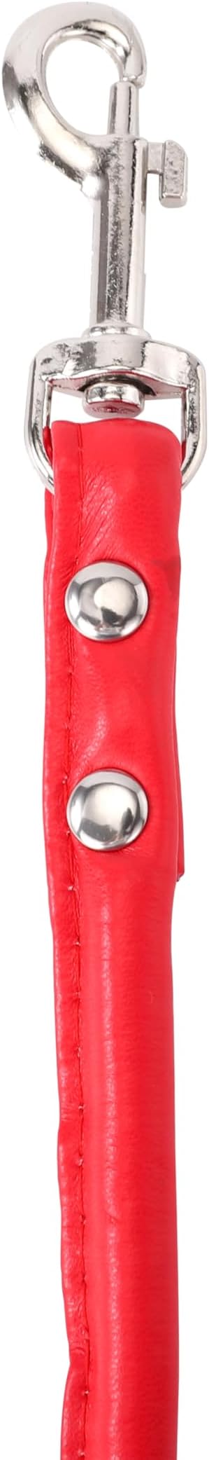 Red Soft Leather Dog Leash for Small,Medium Dog Walking, Comfortable Leather Handle, 4 ft Red