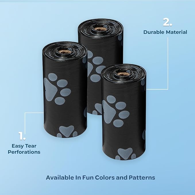 Best Pet Supplies Dog Poop Bags for Waste Refuse Cleanup, Doggy Roll Replacements for Outdoor Puppy Walking and Travel, Leak Proof and Tear Resistant, Thick Plastic - Black, 150 Bags