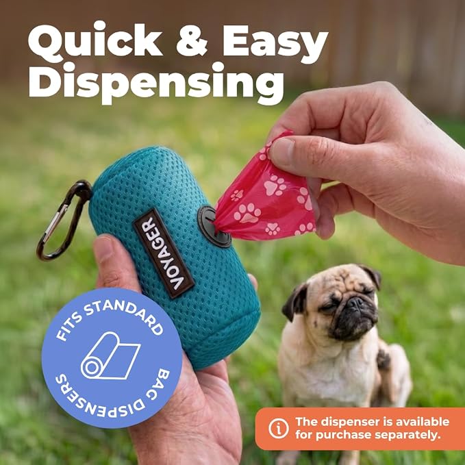 Best Pet Supplies Dog Poop Bags for Waste Refuse Cleanup, Doggy Roll Replacements for Outdoor Puppy Walking and Travel, Leak Proof and Tear Resistant, Thick Plastic - Red, 240 Bags
