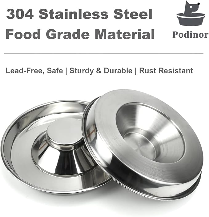 Stainless Steel Puppy Dog Bowls, Pets Puppies Feeding Food and Water Weaning Bowls Dishes Feeder, 10.3 Inch