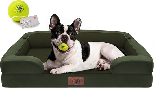 Orthopedic Dog Bed for Medium Large Size Dogs, Memory Foam Pet Couch Sofa with Washable Removable Bolster Cover, 30 x 20