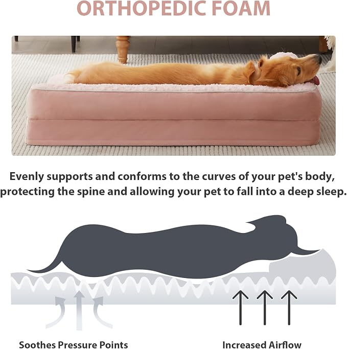 BFPETHOME Orthopedic Dog Beds for Large Dogs-Waterproof Sofa Dog Bed with Removable Washable Cover, Big Pet Bed with Waterproof Lining and Nonskid Bottom,Pet Bed for Large Dogs