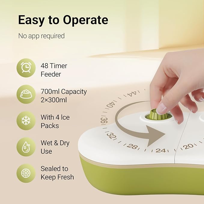 Plike 2-Meal Automatic Pet Feeder | 48H Wet Food Refrigerated
