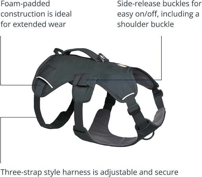 Ruffwear, Web Master, Multi-Use Support Dog Harness, Hiking and Trail Running, Service and Working, Everyday Wear, Basalt Gray, Medium