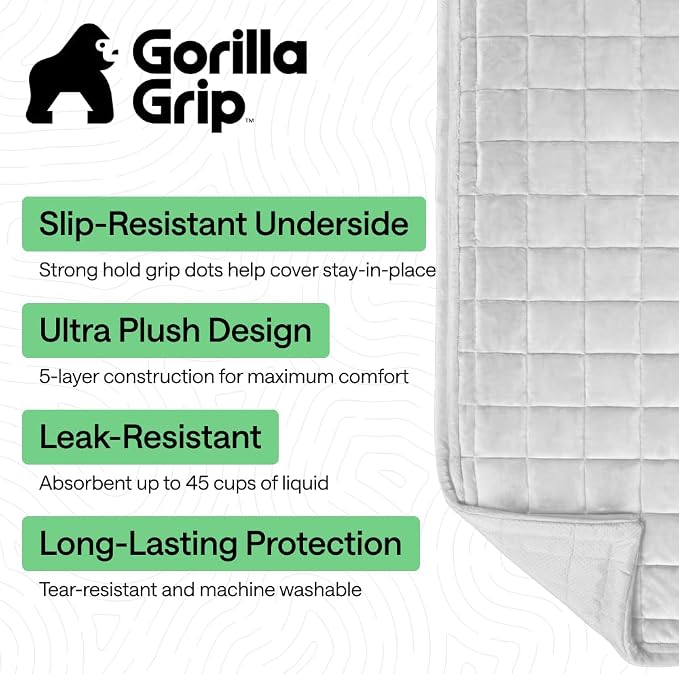 GORILLA GRIP Slip and Leak Resistant Plush Quilted Oversized Sofa Cushion Cover Blanket, Soft Couch Covers for Sofa Dogs, Machine Washable Furniture Protector Pet Friendly Couches, White, 78x28 Inches