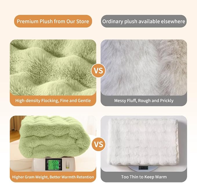 SOMAHE Dog Blanket, Reversible Sherpa & Bubble Fleece Pet Throw, Ultra-Soft Plush for Medium Dogs, Machine Washable, Anti-Static, Warm & Cozy, 39"×31" Inch Green