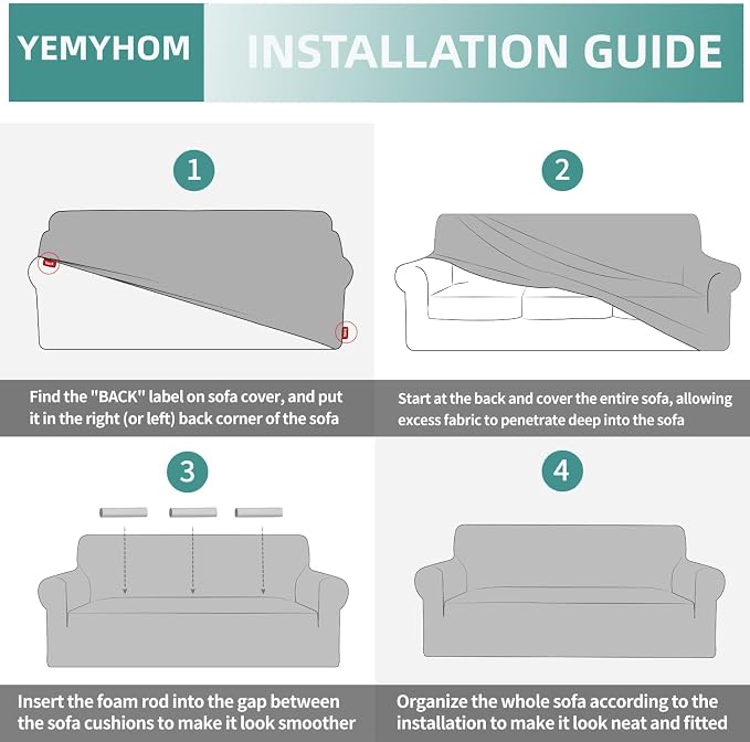 YEMYHOM Couch Cover Latest Jacquard Design High Stretch Sofa Covers for 3 Cushion Couch, Pet Dog Cat Proof Slipcover Non Slip Magic Elastic Furniture Protector (Large, Leaf Patten Black)