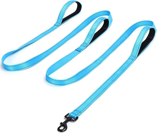 3 Handle Dog Leash, 10FT Triple Handle Dog Leash Heavy Duty with Reflective Stitching, Padded Traffic Handles for Training, Control & Safety - Teal