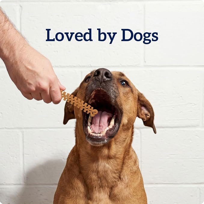 Groovies Flexible Dog Dental Chews with Patented DentalFit Technology to Help Support Tartar Control & Fresh Breath, Large Dog Chews for 25-50 lb Dogs, USA Manufactured Oral Care, 12 Chews