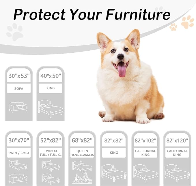 hyha Waterproof Dog Bed Blanket, Soft Pet Blankets, Waterproof Couch Cover for Dogs, Reversible Sofa Covers Washable for Furniture (30x70 Inch, Beige/Beige)