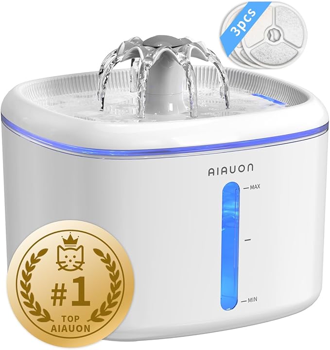 Cat Water Fountain,84oz/2.5L Cat Fountain – Ultra Quiet Upgraded Automatic Pet Water Dispenser with 3 Replaceable Filters, Indoor Cat & Dog Drinking Bowl (Cat Fountain+3 Filters)