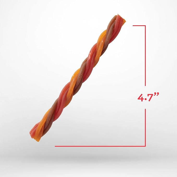 DreamBone Triple Flavor Twisties Dog Treats, Daily Rawhide-Free Chew, Digests Safely, with Real Protein, Beef, Pork, Chicken and Veggies, 25 Count