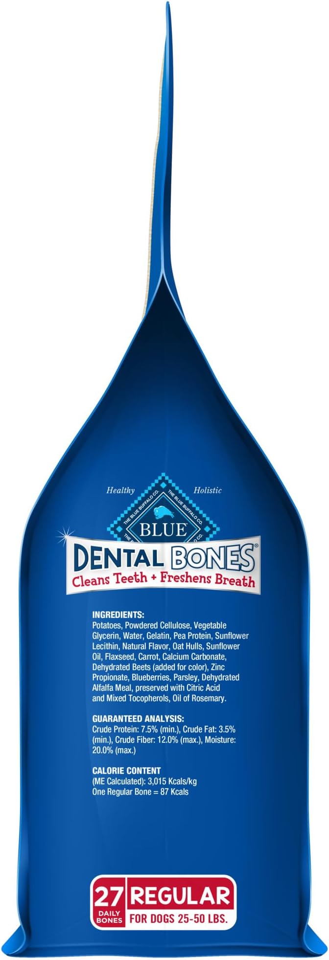 Blue Buffalo Dental Bones Regular Natural Dental Chew Dog Treats Bag Value Pack,(Pack of 2)