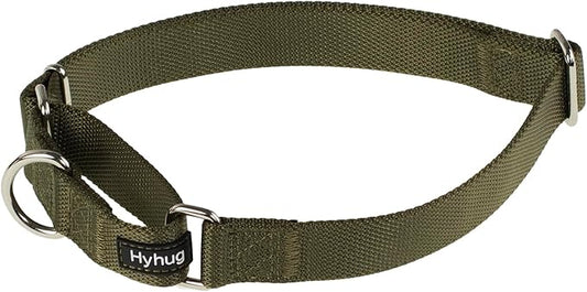 Hyhug Martingale Dog Collar Medium Green |Escape - Proof Heavy Duty Nylon Durable No Slip, Ideal for Training & Daily Walks